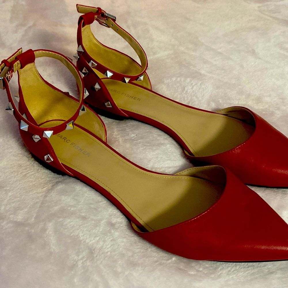 Marc Fisher Red studded flats